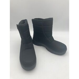 George Mens Size 11 Black Winter Boots 3M Thinsulate 200g Side Zip Snow Boots